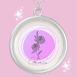 October Marigold Necklace - Personalized<br><div class="desc">Discover the warmth of October with our "October Marigold Necklace, " embodying the vibrant spirit of those born in this autumn month. Set against a captivating lavender background, the marigold symbolizes passion and creativity. Personalize this exquisite piece with a name, elegantly scripted beneath the marigold, making it a unique and...</div>