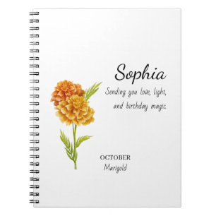 October Marigold Personalized Birthday Notebook