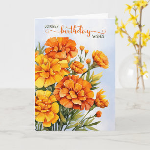 October Marigolds Birth Month Flower Birthday Card