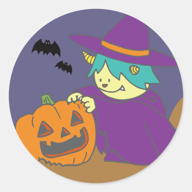 October Monster Seal. Classic Round Sticker (Front)