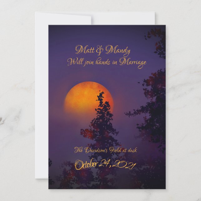 October Moon Wedding  Invitation (Front)