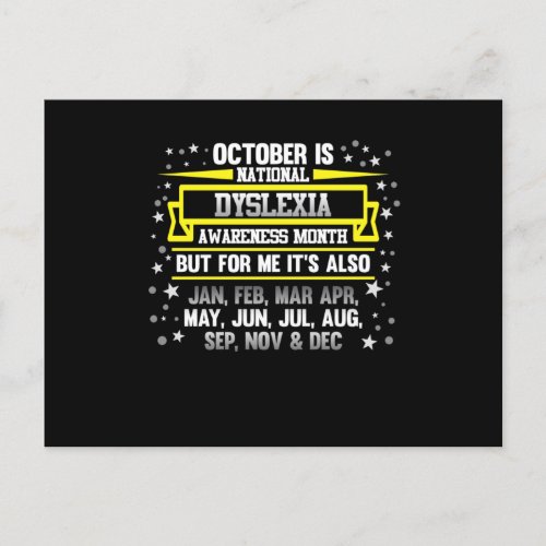 October National Dyslexia Awareness Month Invitation Postcard