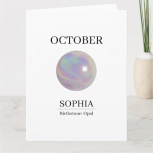 October Opal Personalized Birthday Card