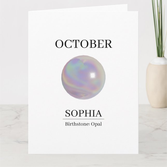 October Opal Personalized Birthday Card (Front)