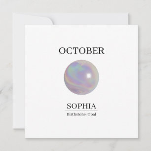 October Opal Personalized Birthday Card
