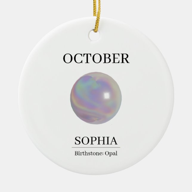 October Opal Personalized Birthday Card Ceramic Ornament (Front)