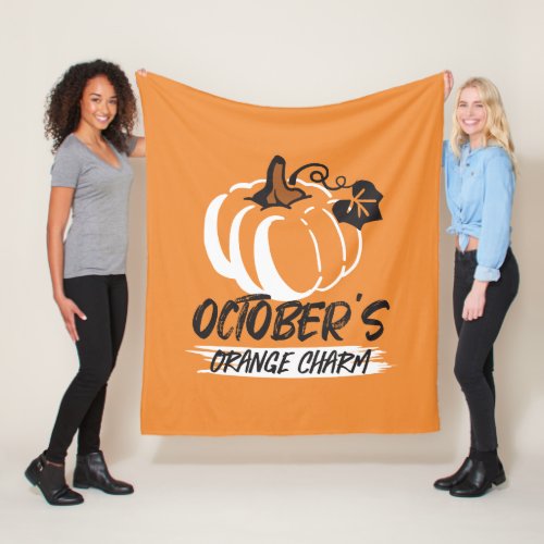 October Orange Charm Captivating Pumpkin III Fleece Blanket