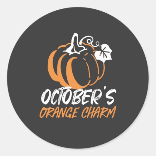October Orange Charm Captivating Pumpkin Silhouet Classic Round Sticker