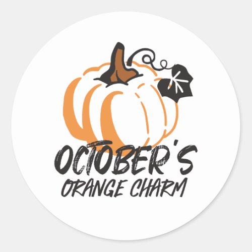 October Orange Charm Captivating Pumpkin Silhouet Classic Round Sticker