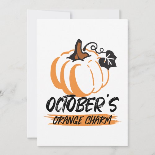 October Orange Charm Captivating Pumpkin Silhouet Holiday Card