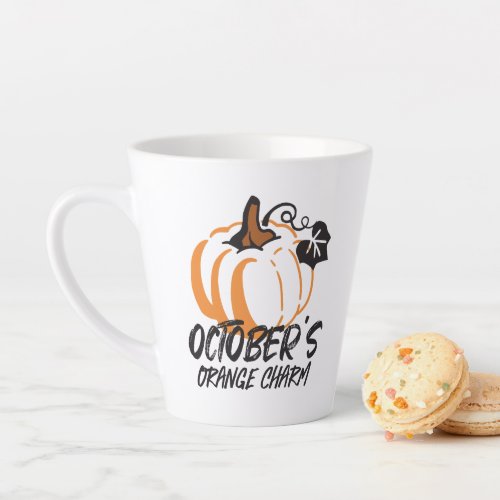 October Orange Charm Captivating Pumpkin Silhouet Latte Mug