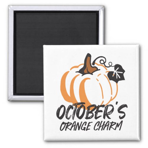 October Orange Charm Captivating Pumpkin Silhouet Magnet