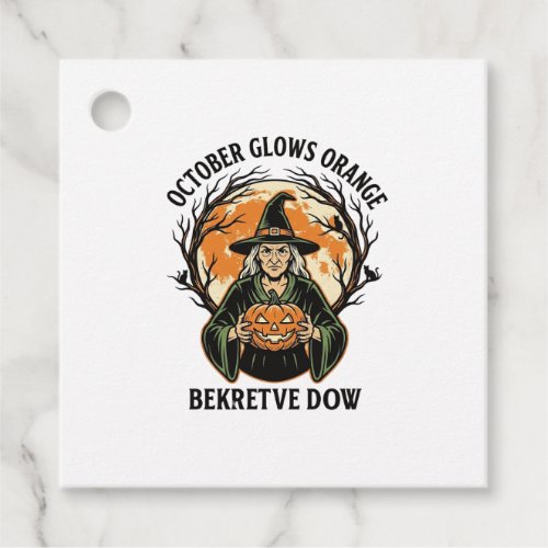 October Orange Shirt Vintage Witch Pumpkin Awarene Favor Tags