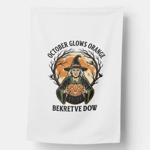 October Orange Shirt Vintage Witch Pumpkin Awarene House Flag