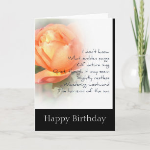 October Peach Rose Poetry Birthday Card