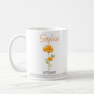 October Personalized Birth Flower Coffee Mug