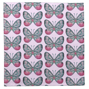 October Pink Glasswing Butterfly Pattern Design Cloth Napkin