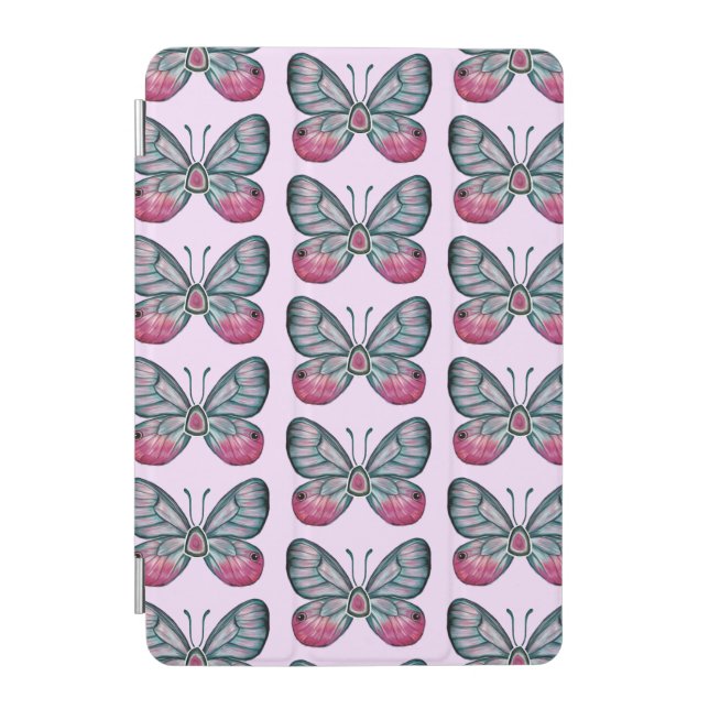 October Pink Glasswing Butterfly Pattern Design iPad Mini Cover (Front)