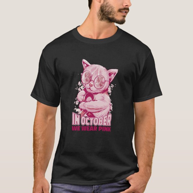 October pink kitty cute T-Shirt (Front)