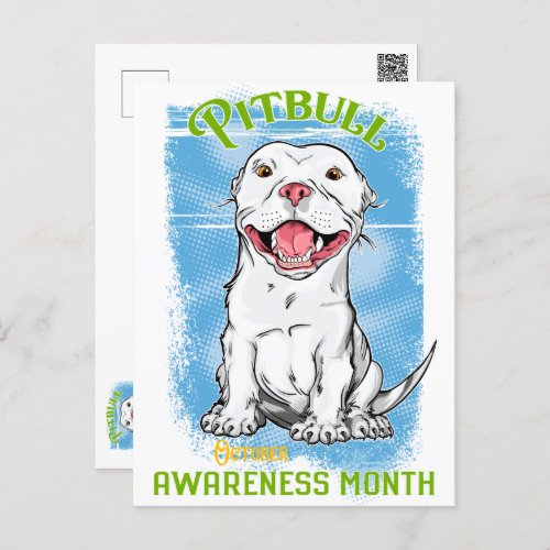 October Pitbull Awareness Month T_Shirt Grocery B Postcard