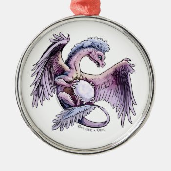 October’s Birthstone Dragon: Opal Metal Ornament by critterwings at Zazzle