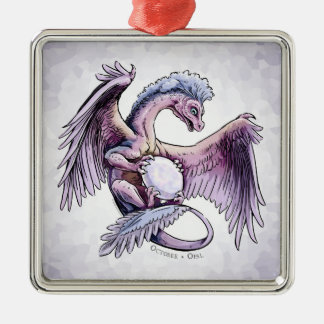 October’s Birthstone Dragon: Pink Purple Opal Metal Ornament
