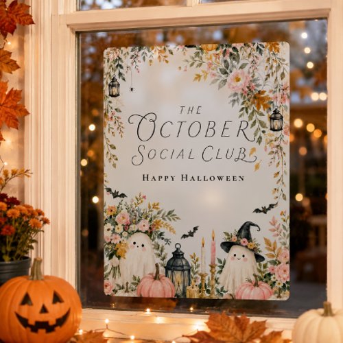 October Social Club Halloween Window Decor Cling