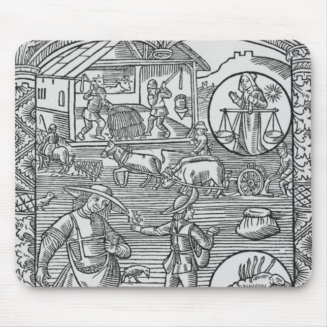 October, sowing, ploughing and threshing, mouse pad (Front)