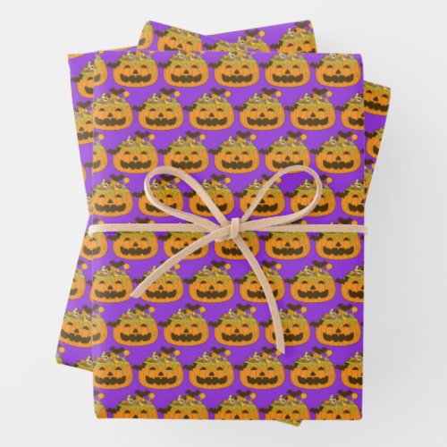 October Spooky Halloween Candy Pumpkin Wrapping Paper Sheets