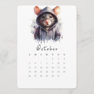 October Stand-Alone Calendar Mouse Mice Splash Art