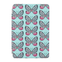 October Teal Glasswing Butterfly Pattern Design