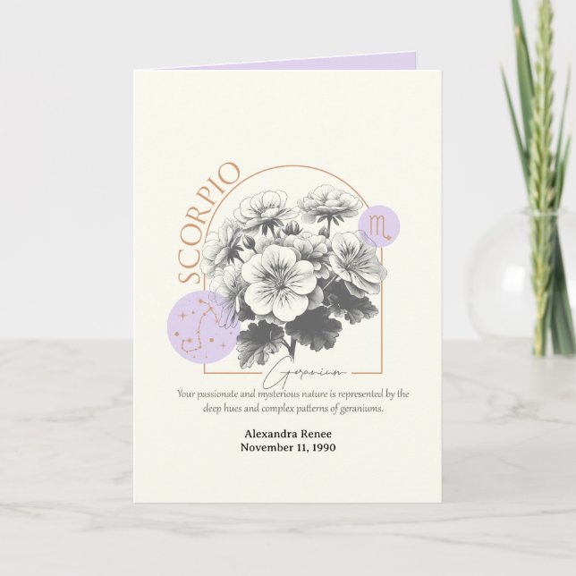 October to November Birth Flower Custom Birthday Card (Front)