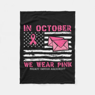 October We Wear Nk Breast Cancer Awareness Stal Wo Fleece Blanket