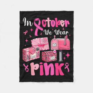 October We Wear Nk Breast Cancer Awareness Stal Wo Fleece Blanket