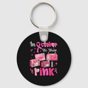 October We Wear Nk Breast Cancer Awareness Stal Wo Keychain
