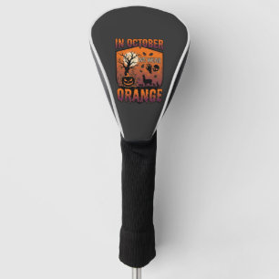 October We Wear Orange Halloween Pumpkin Llama Sku Golf Head Cover