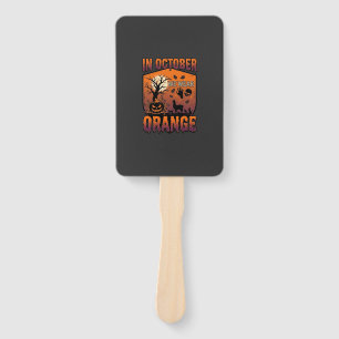 October We Wear Orange Halloween Pumpkin Llama Sku Hand Fan
