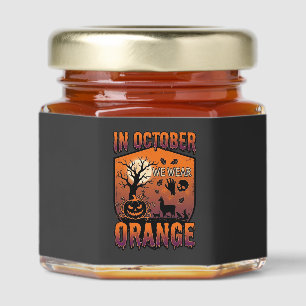 October We Wear Orange Halloween Pumpkin Llama Sku Honey Jar Favors