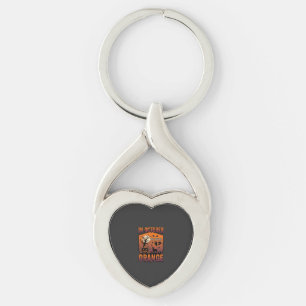 October We Wear Orange Halloween Pumpkin Llama Sku Keychain