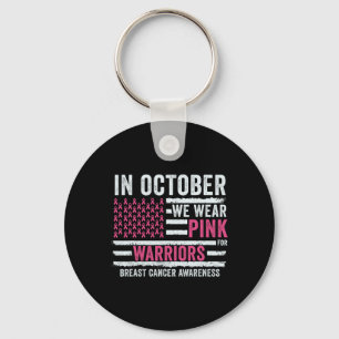 October We Wear Pink Breast Cancer Awareness Month Keychain