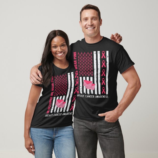 October We Wear Pink Breast Cancer Awareness Posta T-Shirt (Unisex)