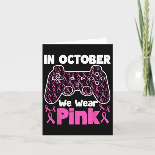 October We Wear Pink Breast Cancer Gaming Kids Boy Card