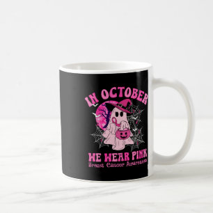 October We Wear Pink Breast Cancer Women Ghost Hal Coffee Mug