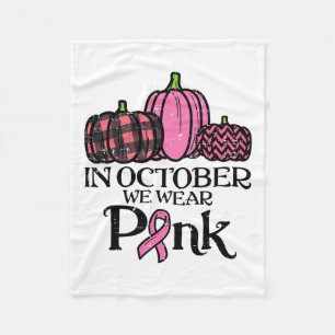 October We Wear Pink Leopard Breast Cancer Awarene Fleece Blanket