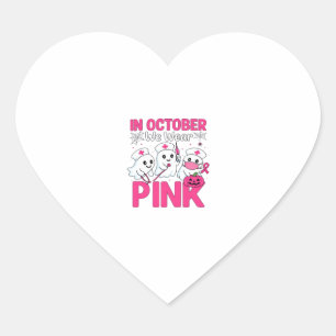 October We Wear Pink Nurse Breast Cancer Awareness Heart Sticker