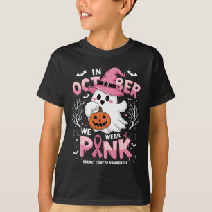 October We Wear Pink Shirt Ghost Breast Cancer Awa