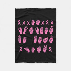 October We Wear Pink Sign Language Breast Cancer S Fleece Blanket