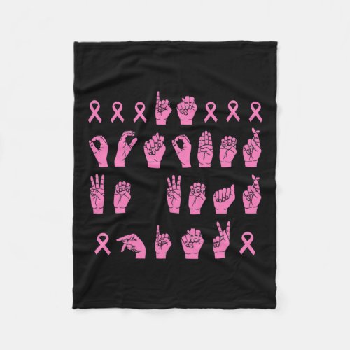 October We Wear Pink Sign Language Breast Cancer S Fleece Blanket