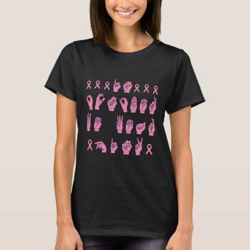 October We Wear Pink Sign Language Breast Cancer S T_Shirt