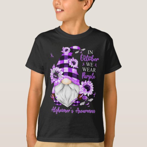 October We Wear Purple Gnomes Alzheimerheimer Awar T_Shirt